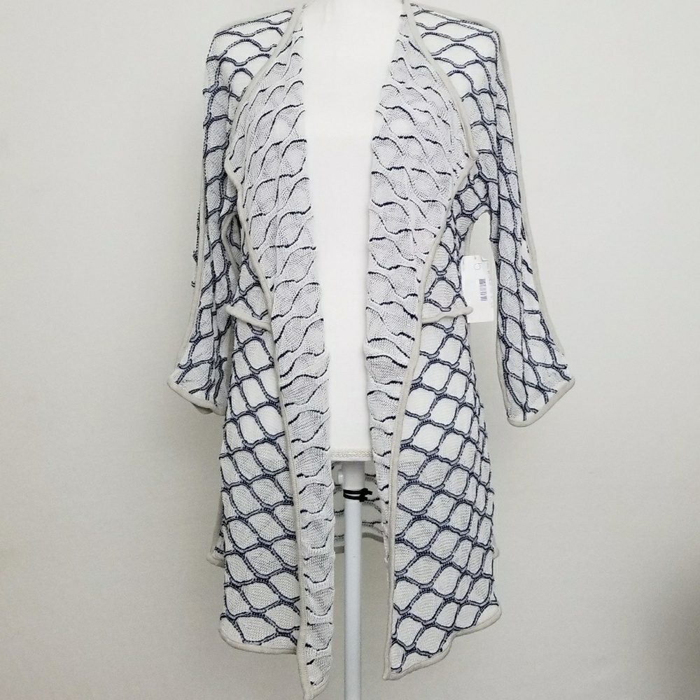 Nic+Zoe Cardigan Blue and White