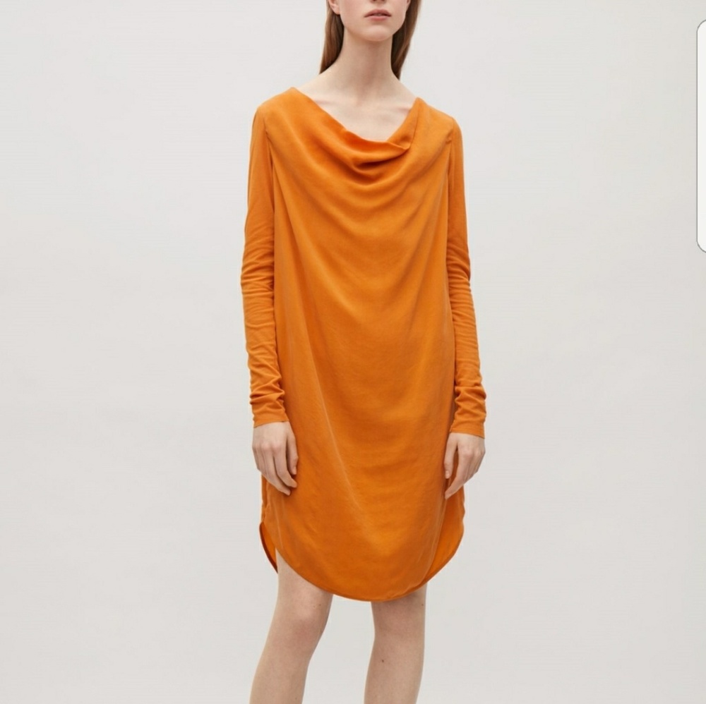 Cowl Neck Orange Dress