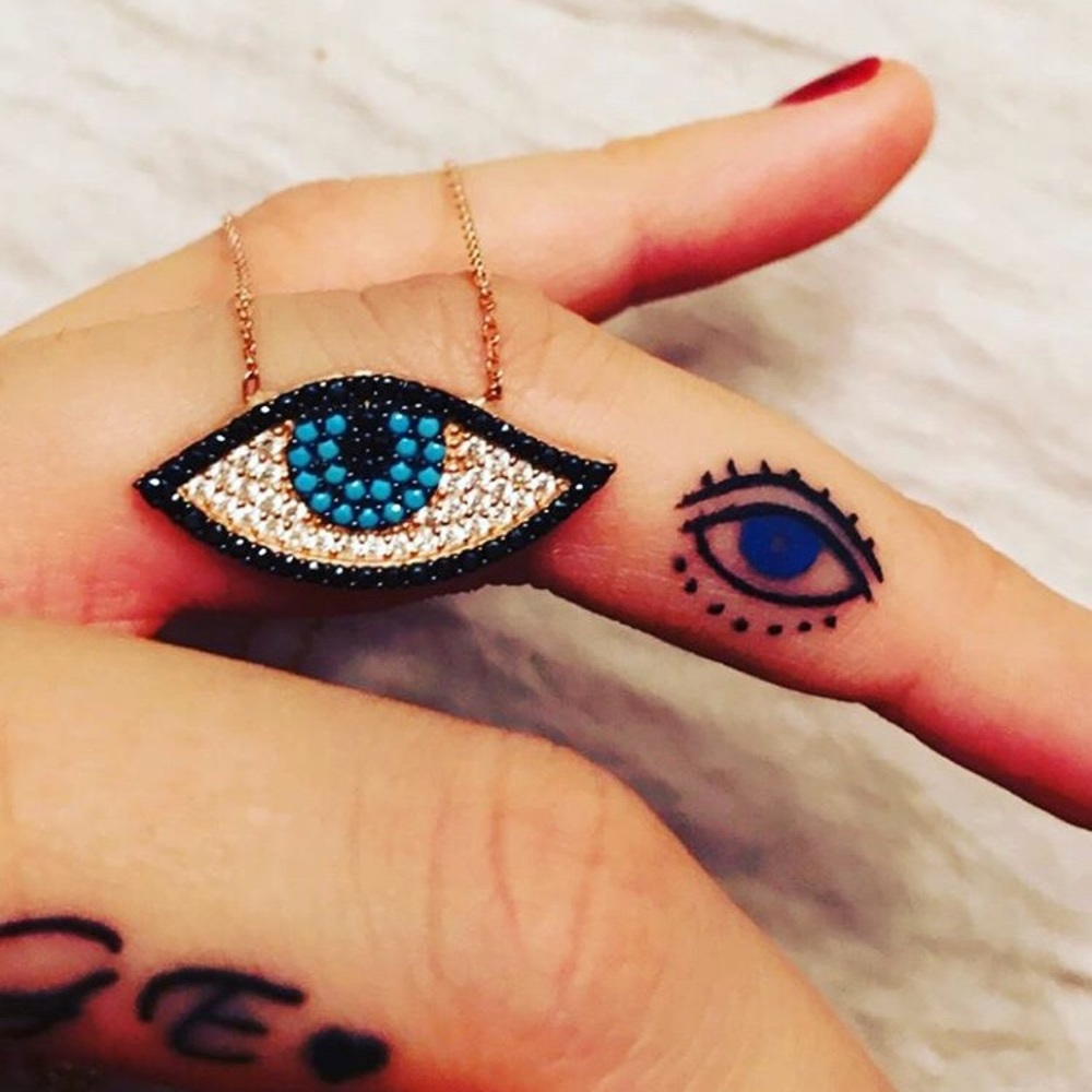 Fine silver evil eye necklace