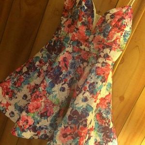 Floral lacy deep wire V neck dress