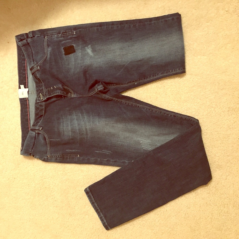 ASOS brand maternity skinny jeans.