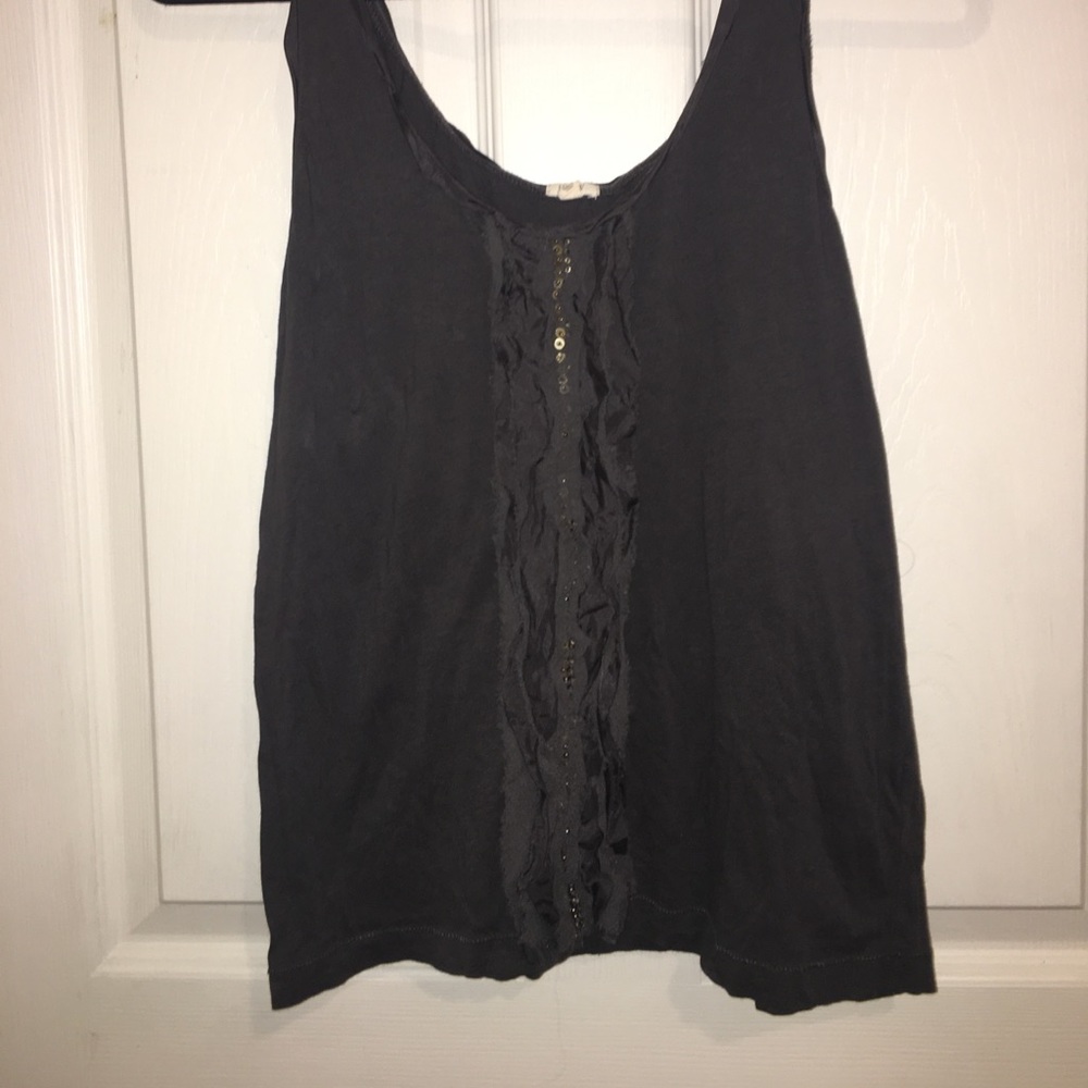 SZ SM GENTLY WORN CHARCOAL JCREW EMBELLISHED TANK