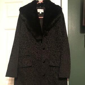 Black coat with fur neck lining