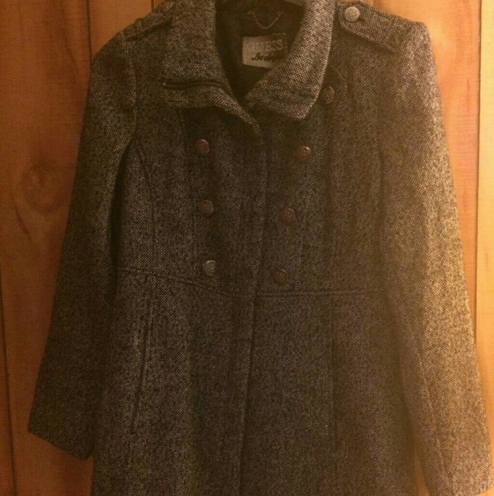Chevron weave wool twill Guess LosAngeles Pea Coat