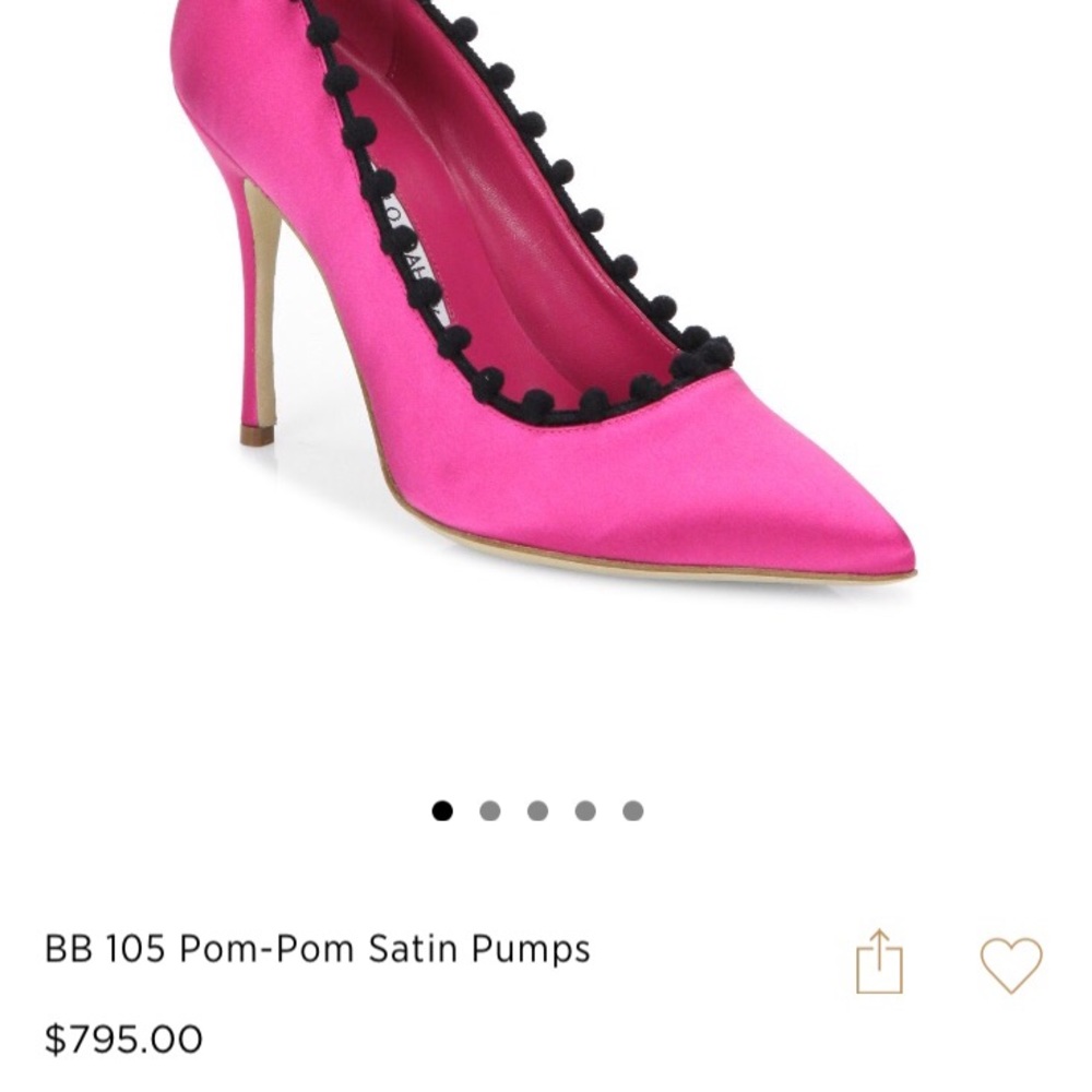 BN Manolo Blahnik Hot Pink Satin Pom Pom Heels