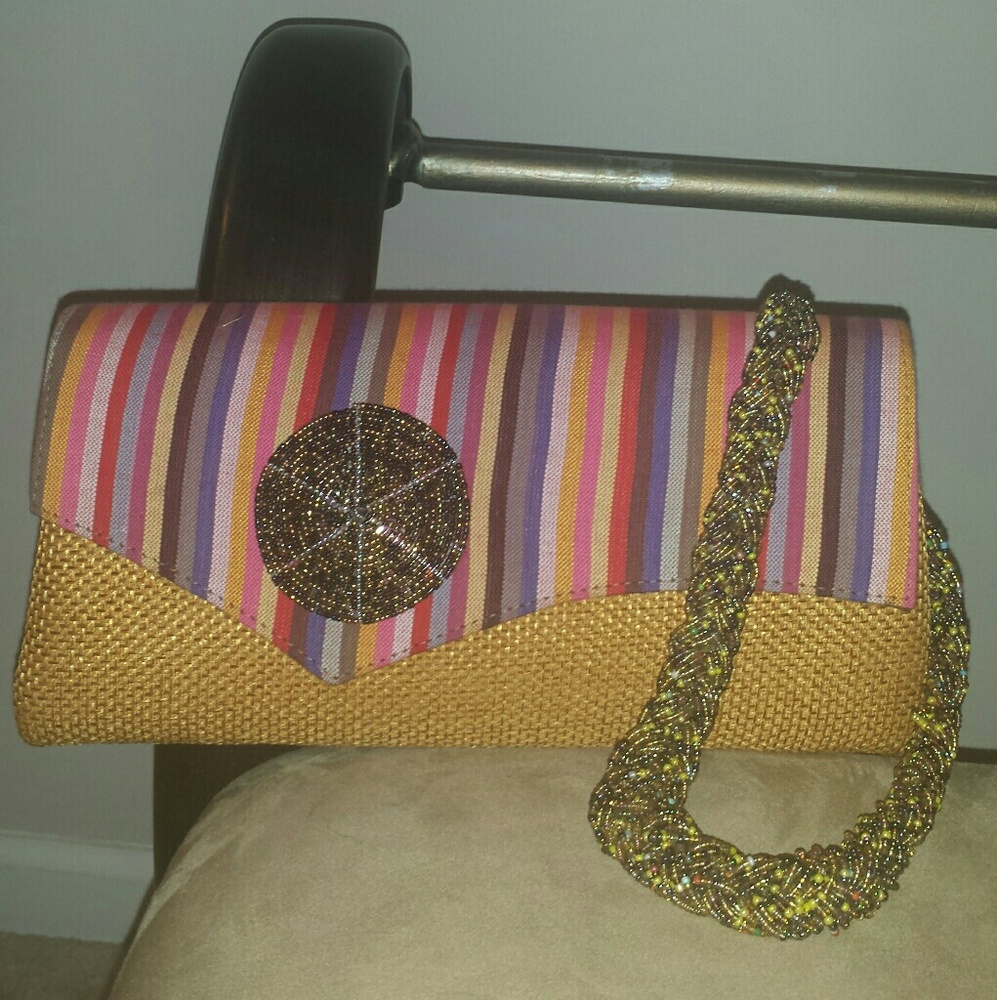 African print clutch & Beaded necklace