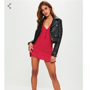 Missguided Red Polka Dot Frill Tea Dress