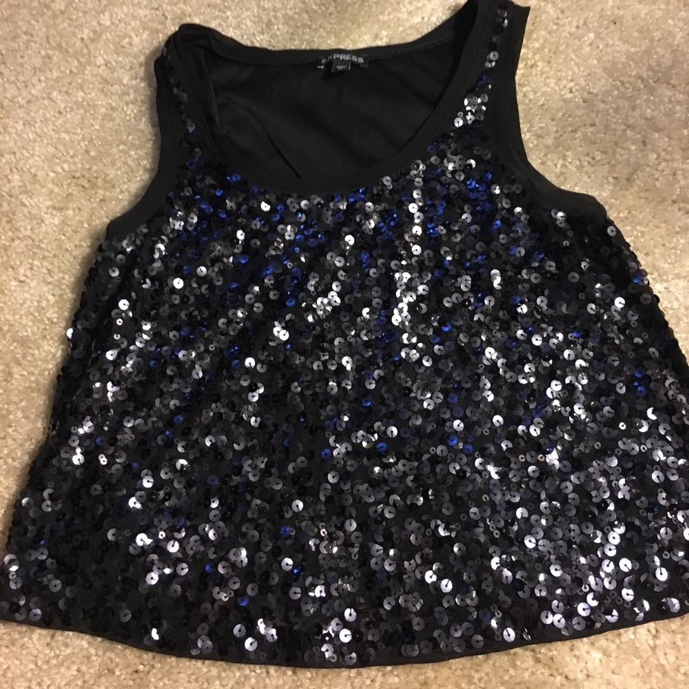 Black sequence crop top