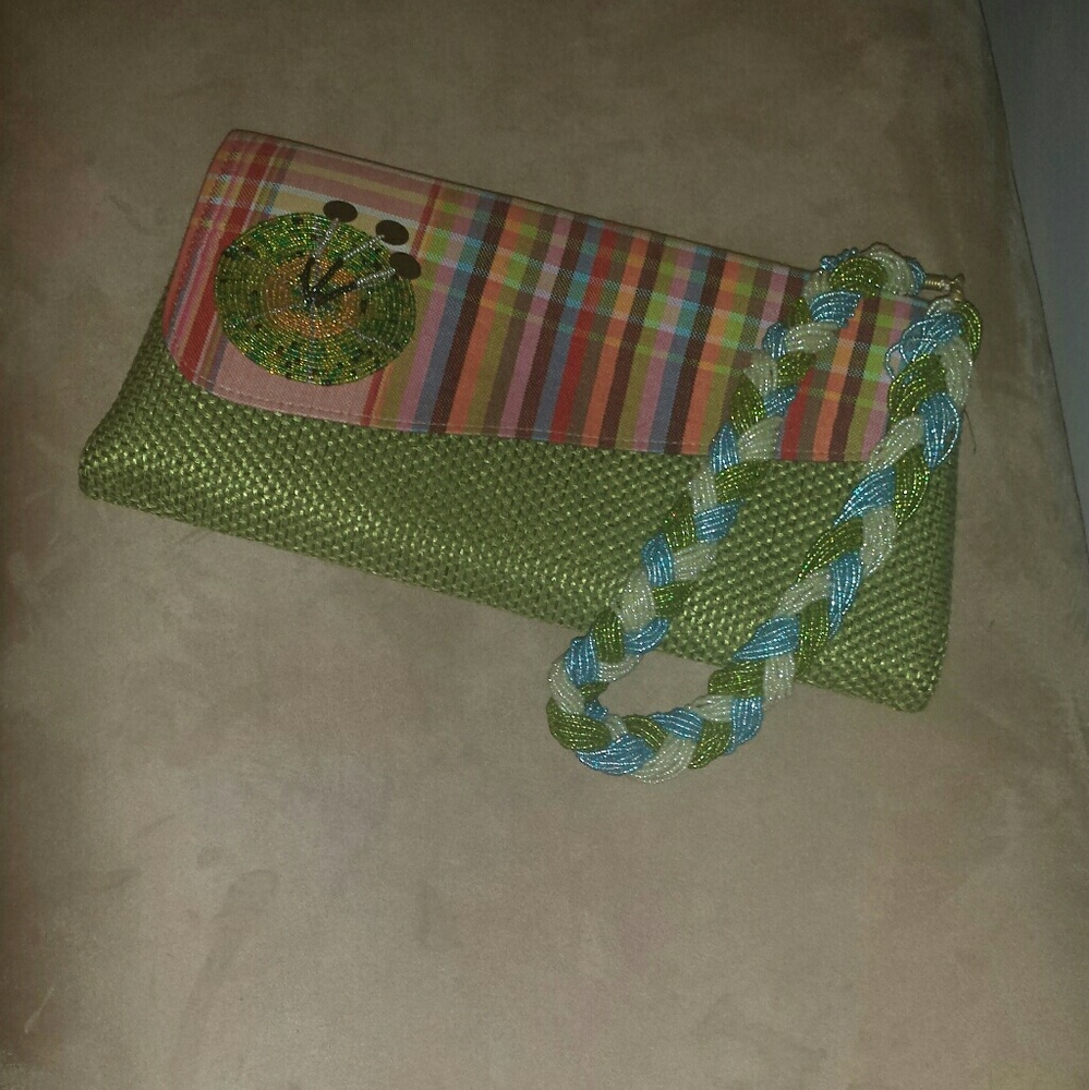 African print clutch & Beaded necklace
