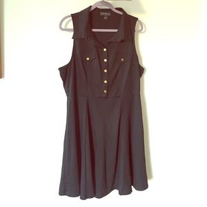 Collared Skater Dress with Gold Buttons