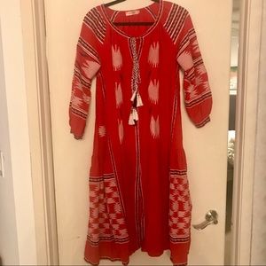 Red embroidered Ukrainian dress M L