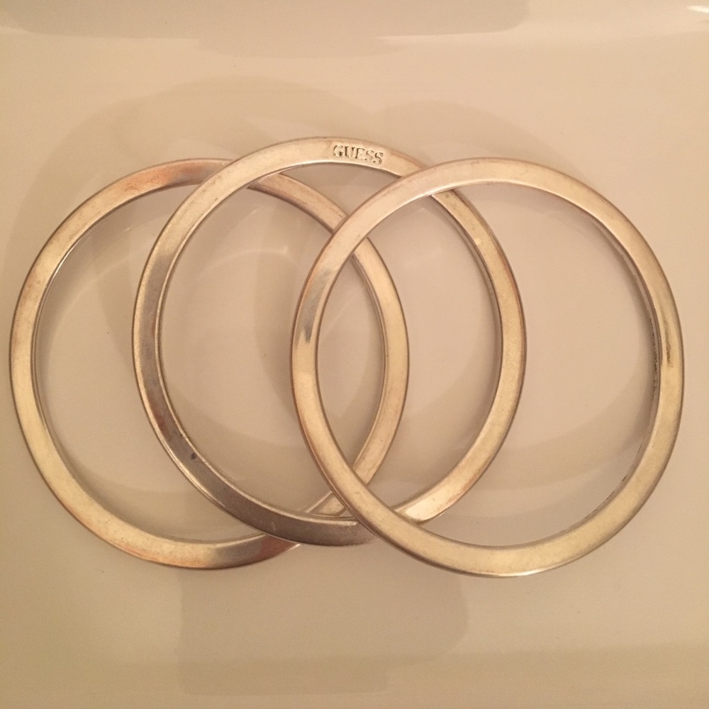 Guess silver bangles (set of 3)