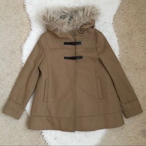 Never worn Zara Woolen Coat with Fur Hood