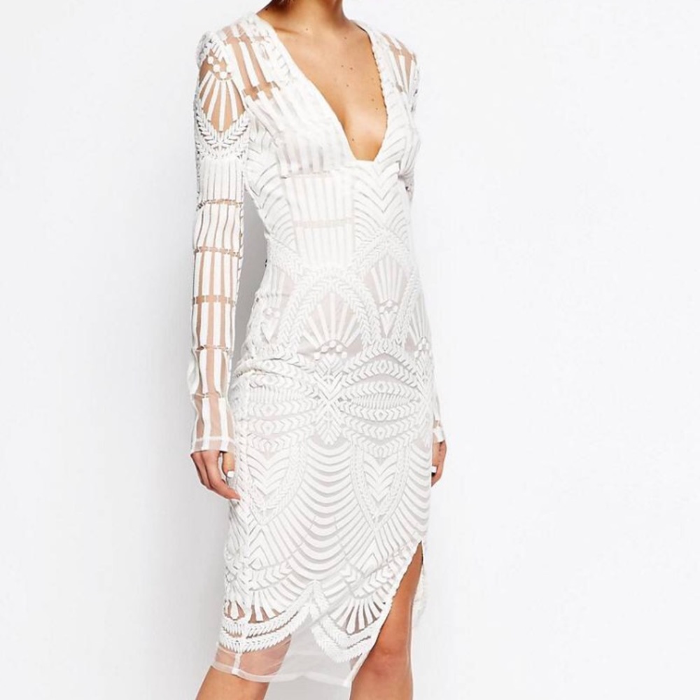 Lavish Alice Embroidered Wrap Midi Dress