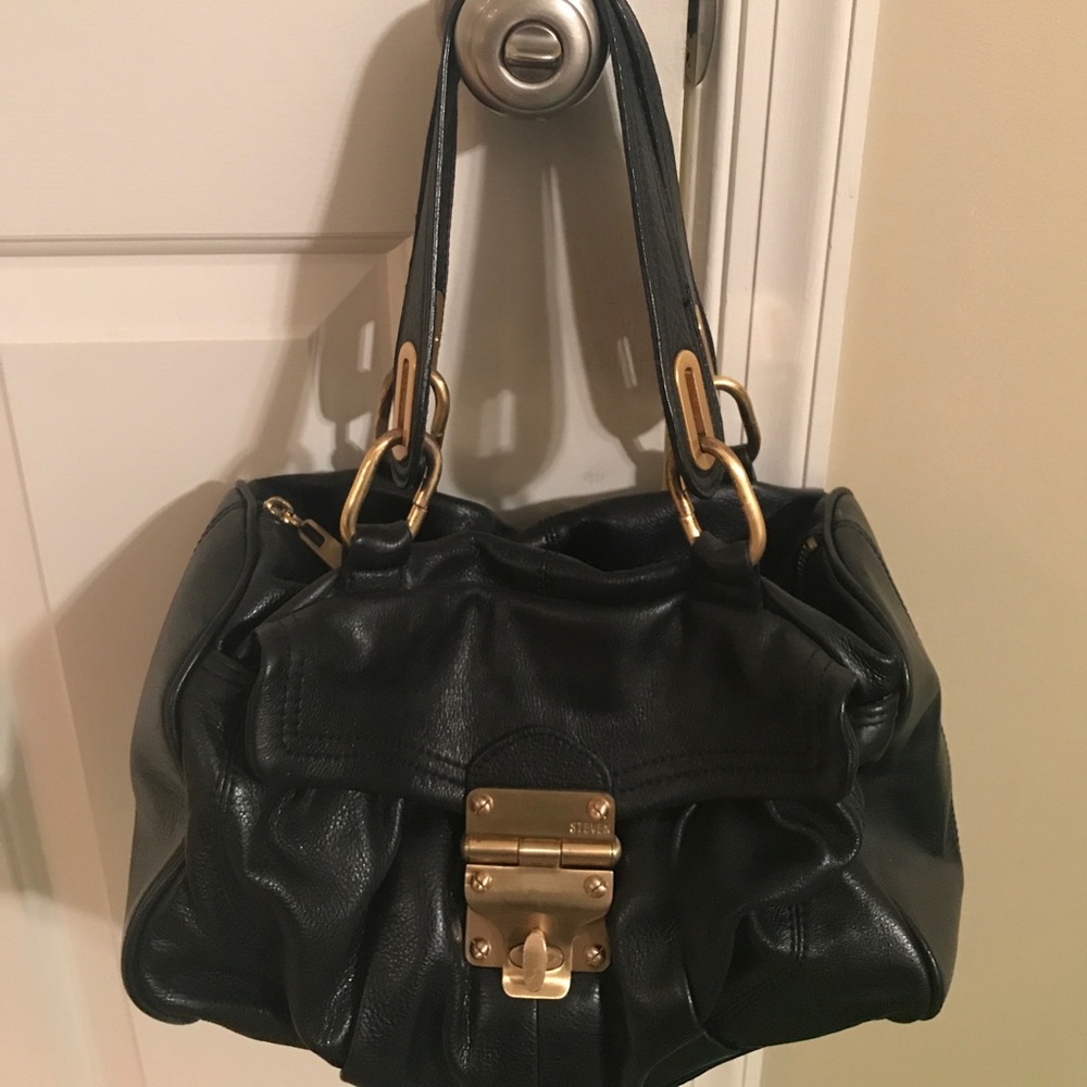 Black Leather Steve Madden Handbag