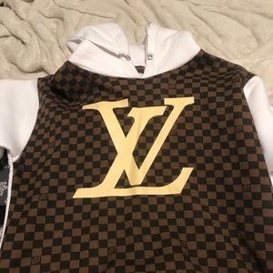 LV hoodie, fits a little small.Small stain on hood