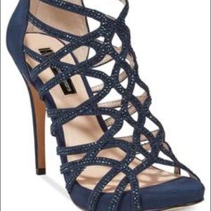Glam INC navy high heels with rhinestones 7.5
