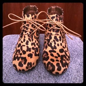 Bella Marie Wide Side Leopard Wedge Booties