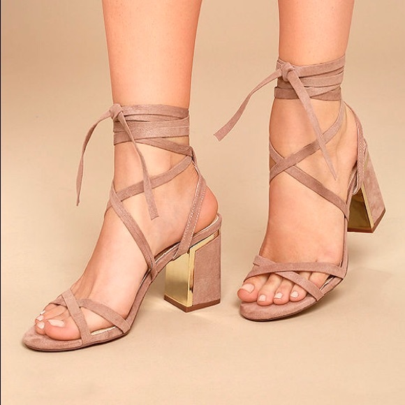 Lulus Shoes - Alisa Mauve Suede Lace-up Heels