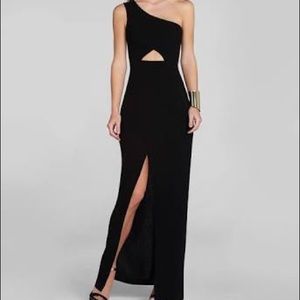 BCBG one shoulder black gown
