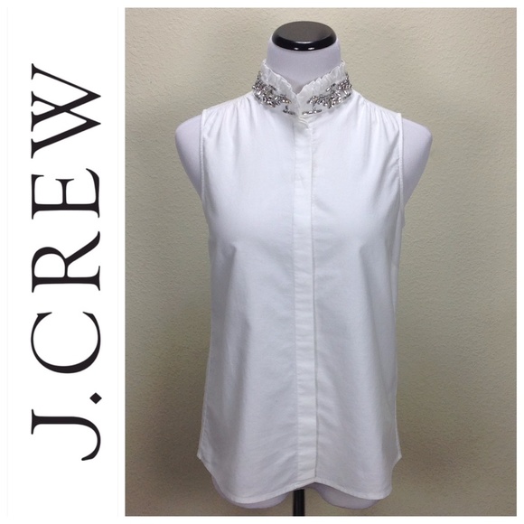 J. Crew Tops - NWT J. Crew Cream Top W/ Rhinestone Collar