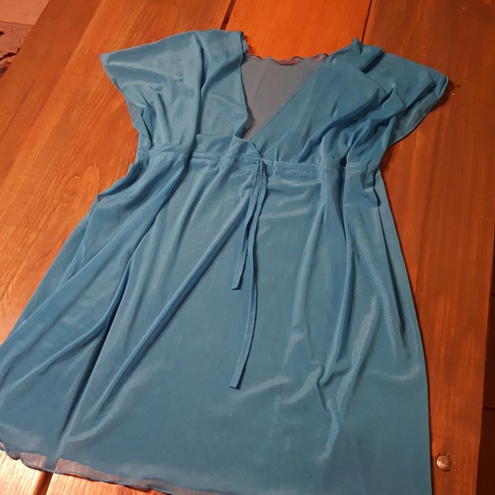 Blue Sheer Drawstring Waisted Cover/Nighty