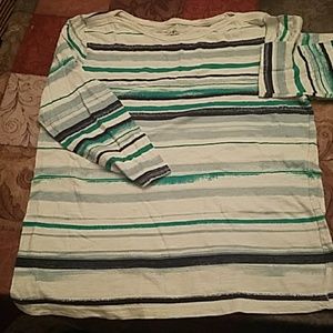 3/4 sleeves cotton striped T shirt