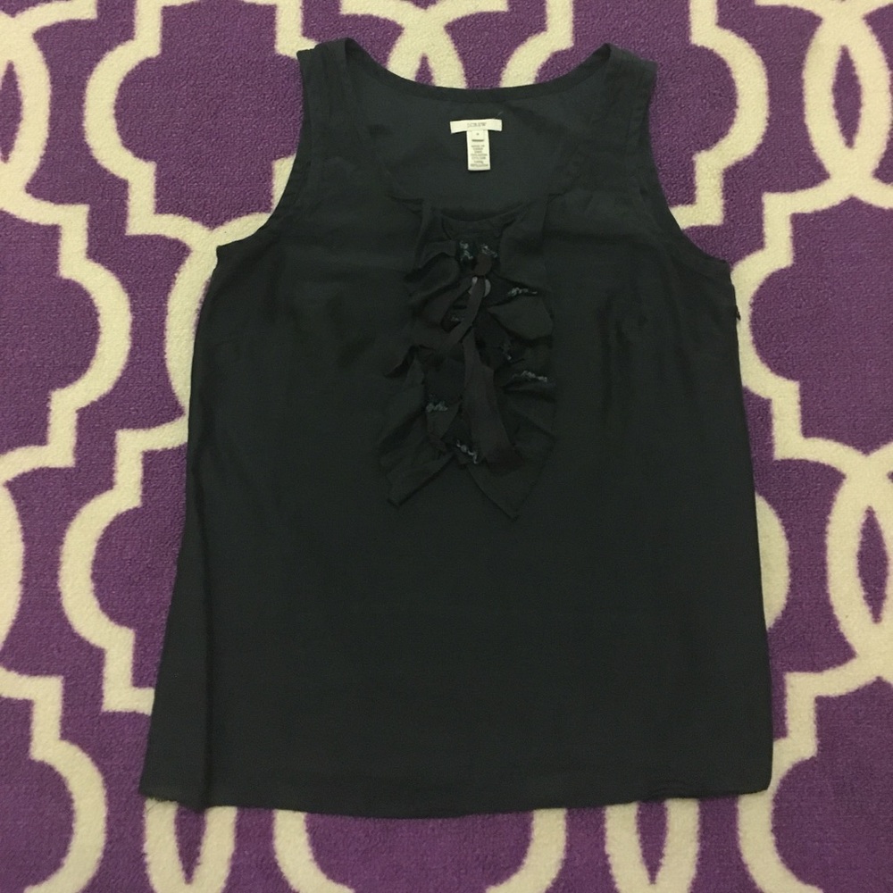 Black J. Crew Tank with ruffle