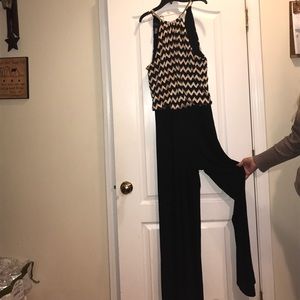 Dress Barn collection jumpsuit black and gold