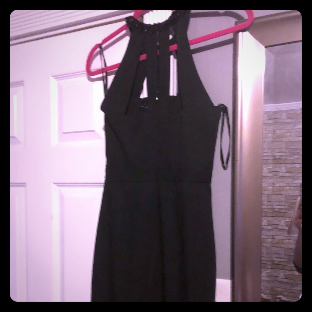 Black bcbg evening gown with beaded strap