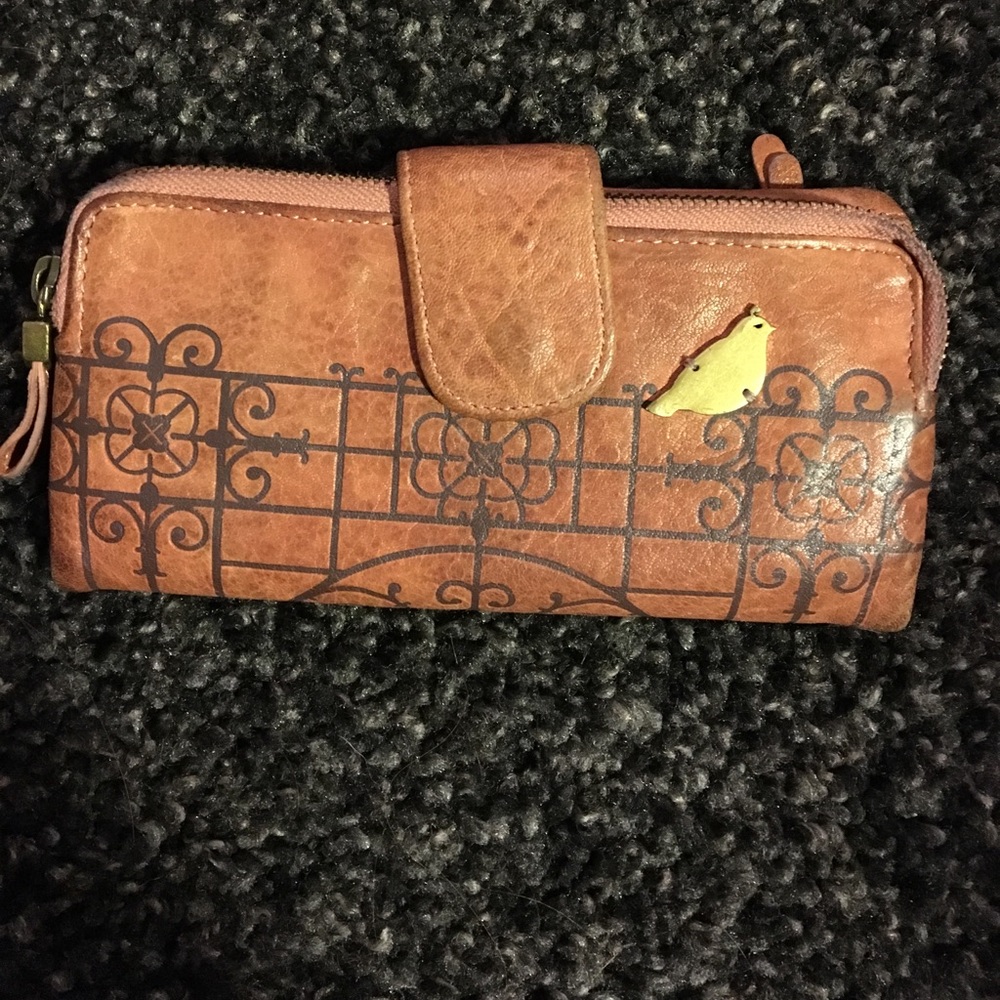Pink Fossil Gold Bird Wallet