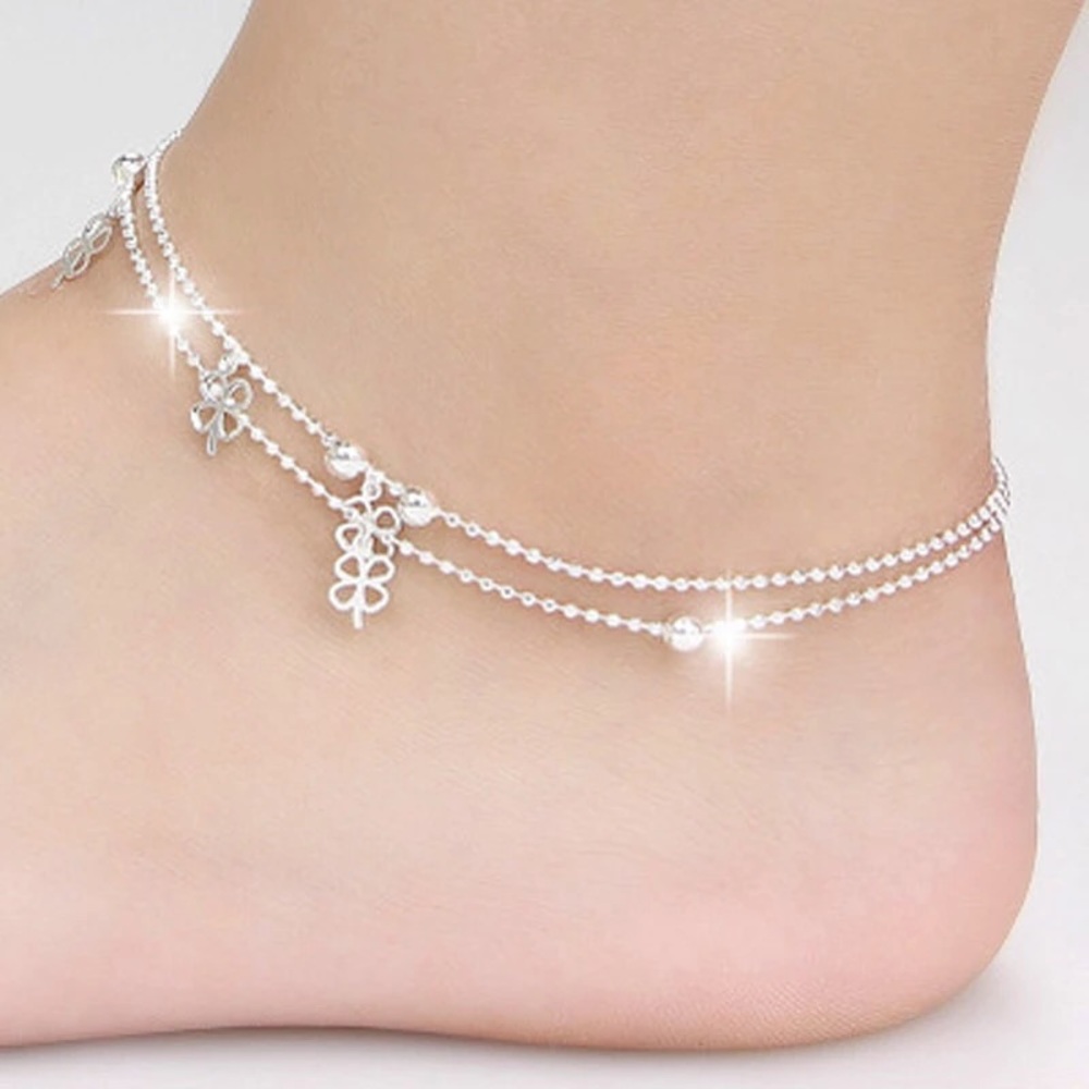 Four-Leaf Clover Ankle Bracelet