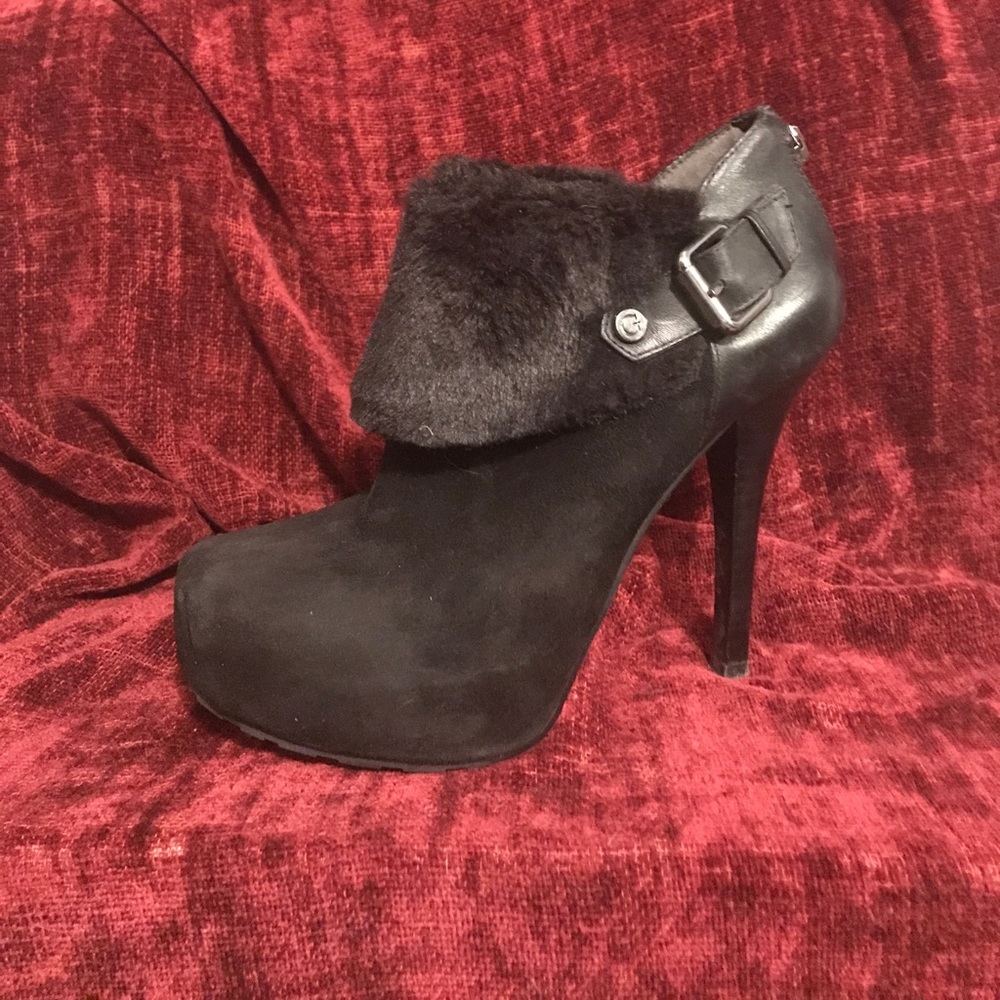 Guess Oleta Suede Faux Fur Booties 7.5