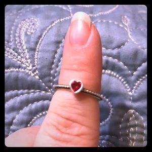 Pandora ruby heart stackable ring. Size 6