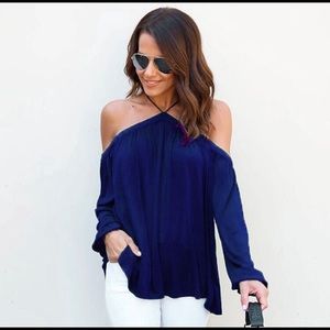 NEW 🌹Blue Shoulderless Top M, L available