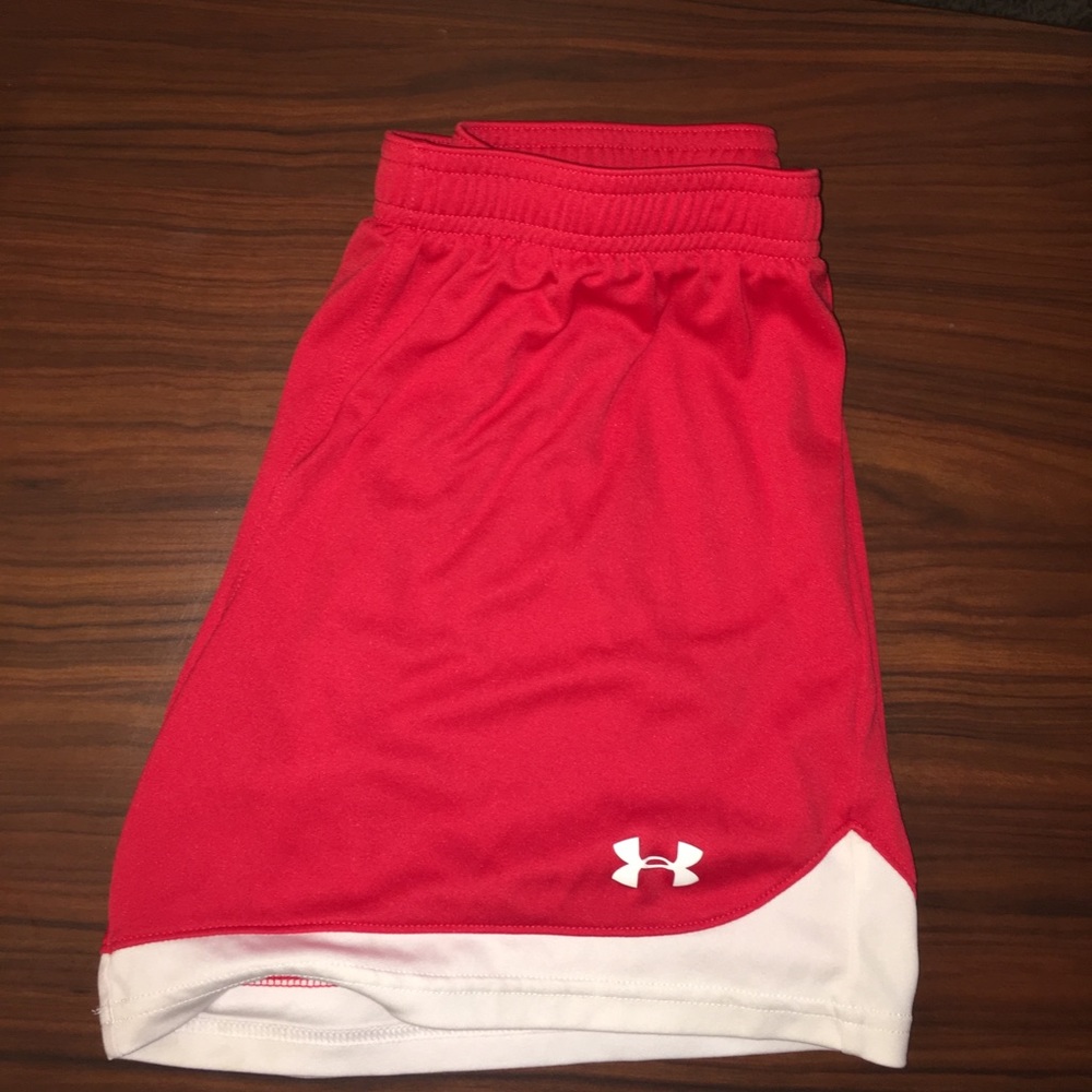 Women’s Red Under Armour Athletic Shorts