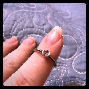 Pandora stackable pink sapphire heart ring.