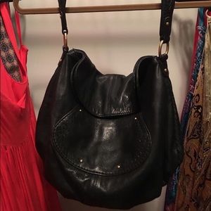 Sigrid Olsen black leather shoulder purse
