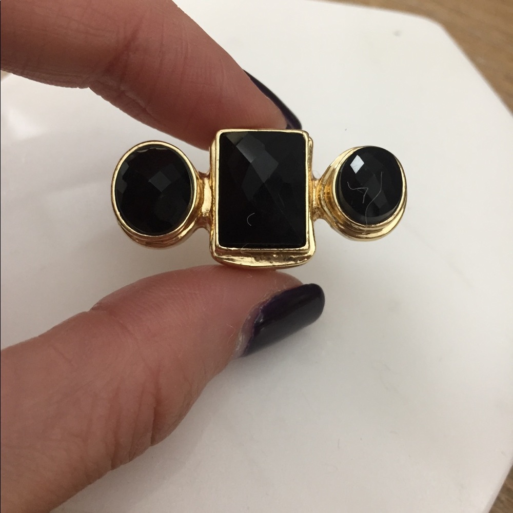 Black and Gold Statement Ring Size 7