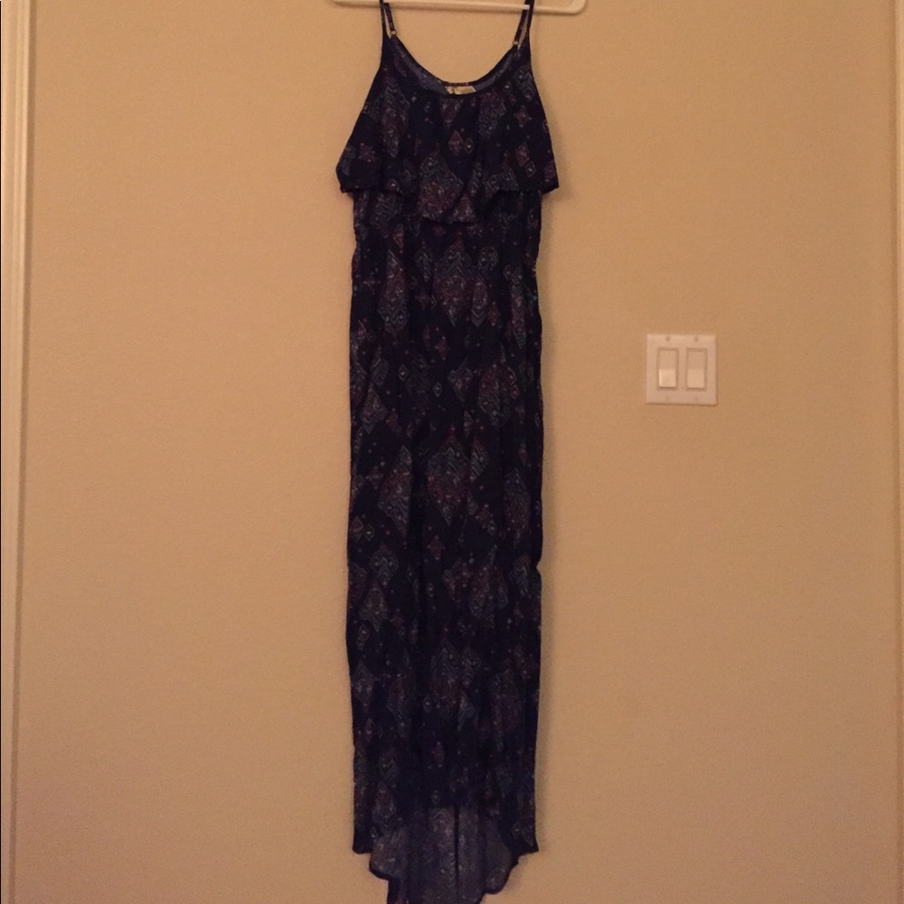 Patterned Navy Blue Maxi Dress