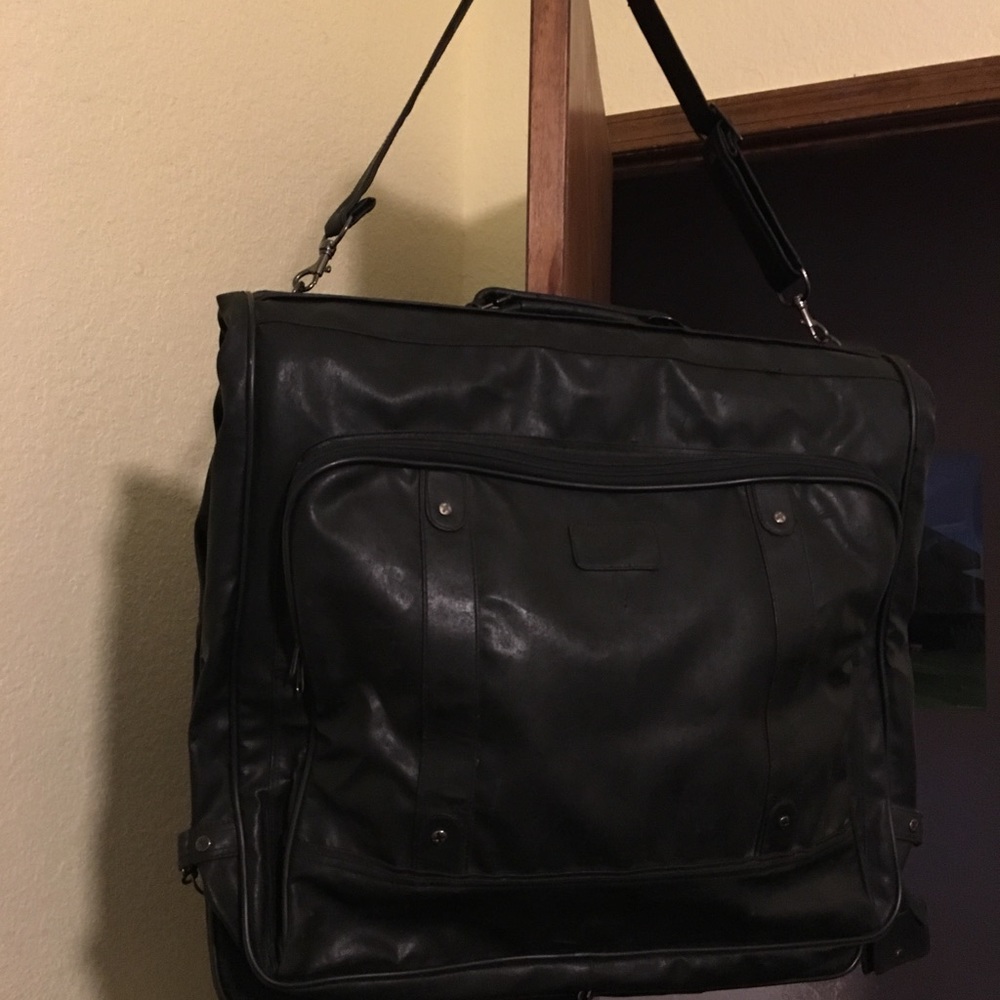 Black Leather Garment Bag
