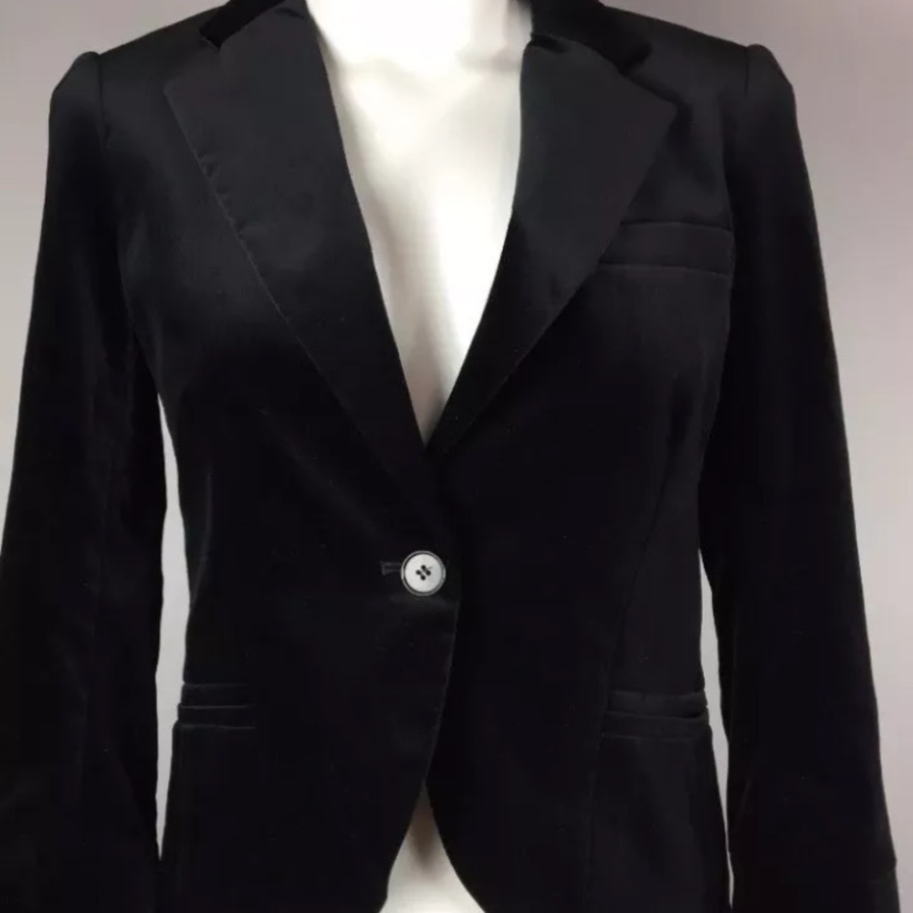 Theory black velvet one button Jacket size 4