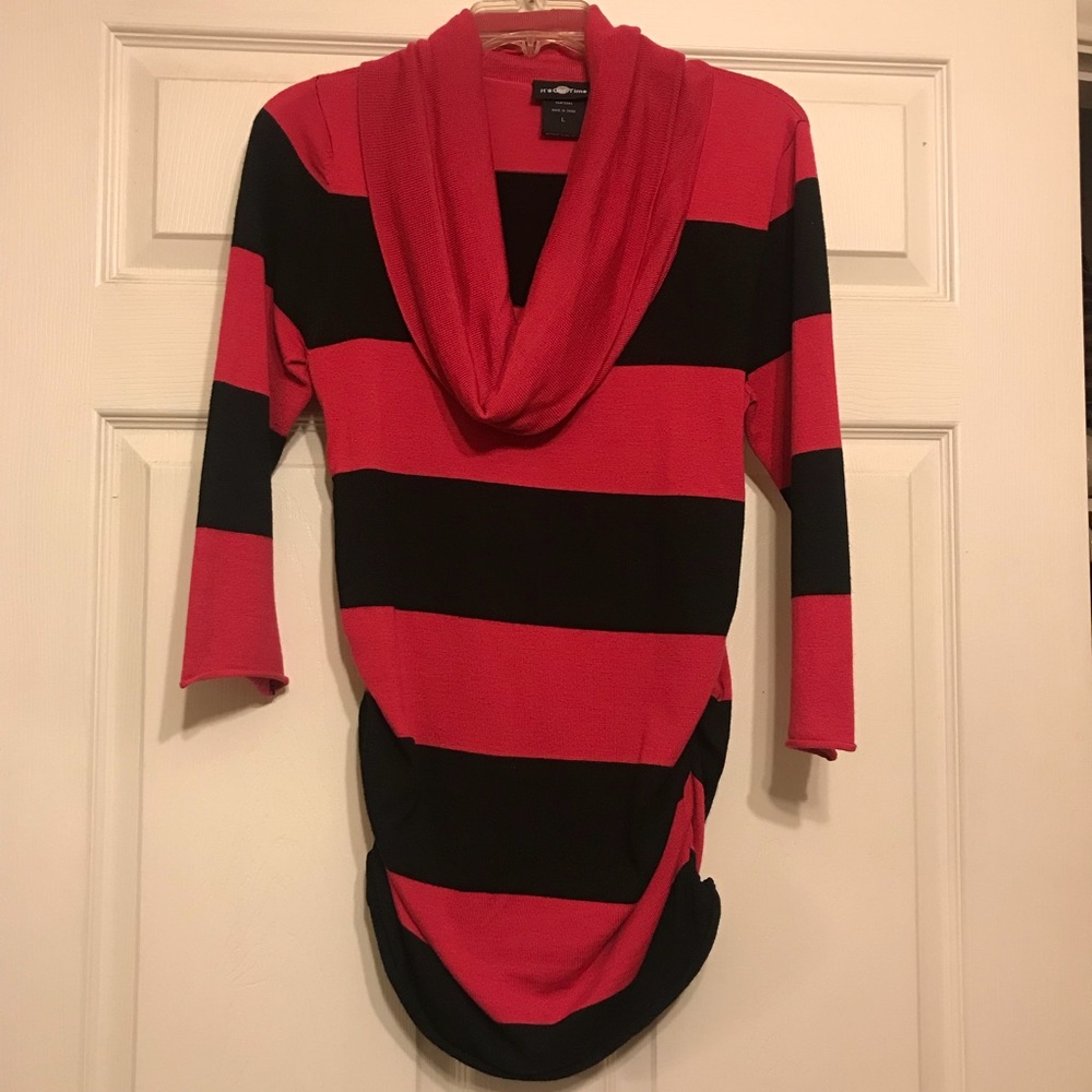 Hot Pink & Black Striped Longsleeve Sweater Shirt