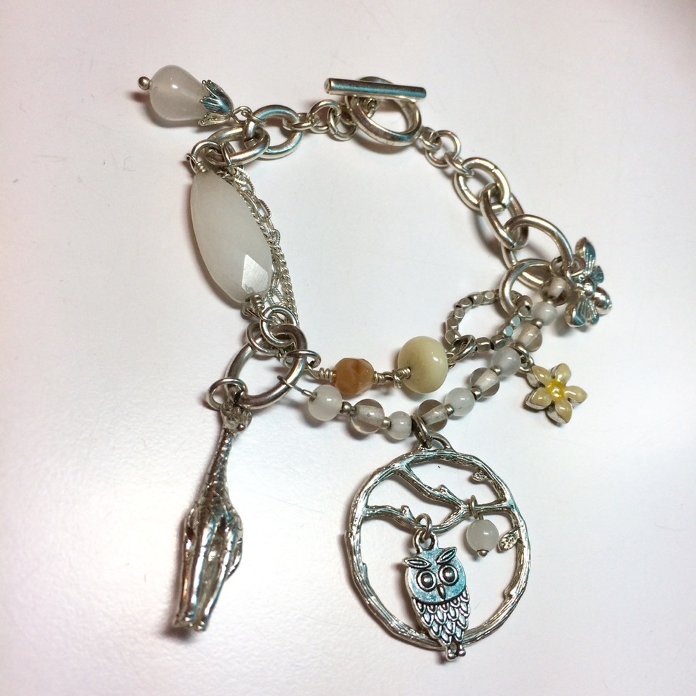 Giraffe owl charm bracelet