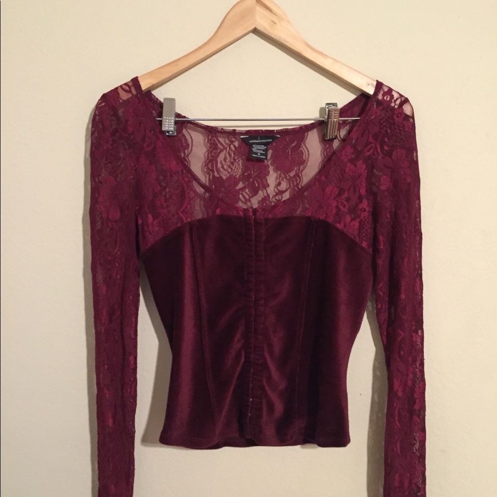 Burgundy Corseted top
