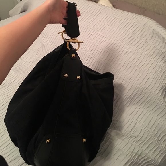authentic Black and Gold Gucci logo hobo - Picture 7 of 8