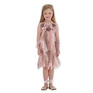 BISCOTTI 'Cocoa' Tulle and Sateen Girl's Dress