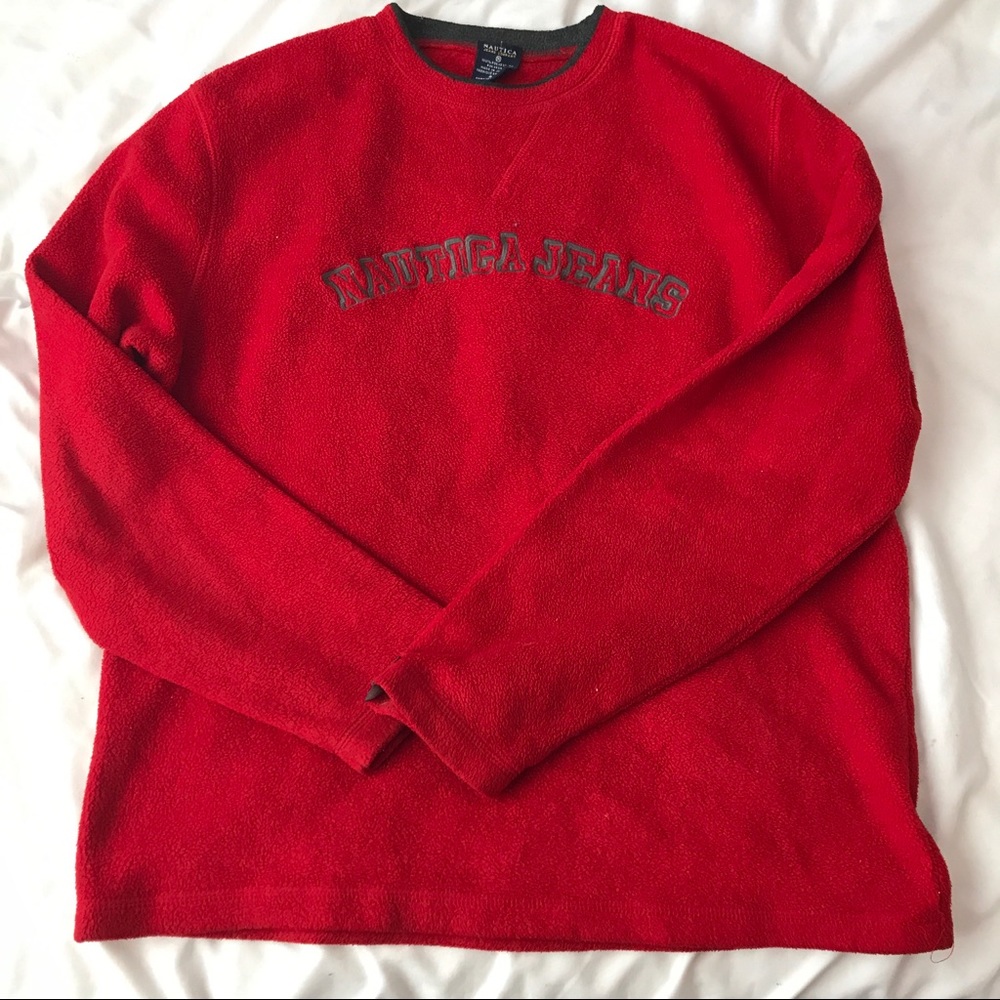 vintage nautica red fleece sweater