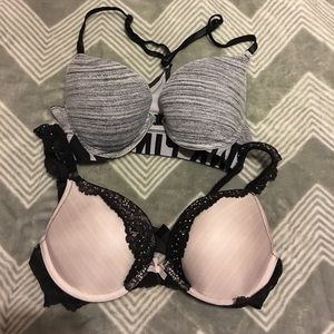 Two Victoria Secret Push-Up Bras.