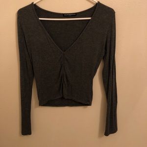 Brandy Melville grey long sleeve crop top